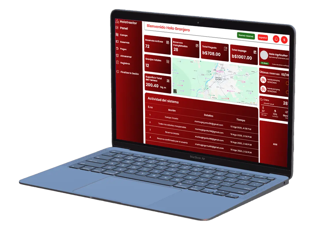 Panel de Control del Agricultor en Laptop